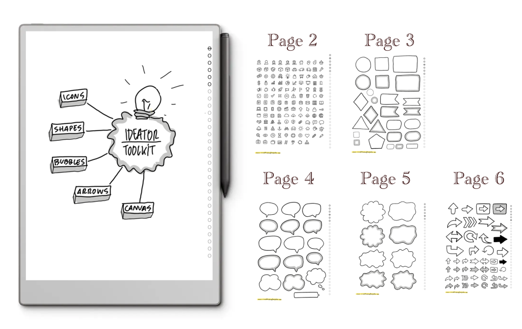 Ideator Toolkit-Vorlage (Notizbuch) für Remarkable Paper Pro